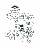 A coloring page of sesame street